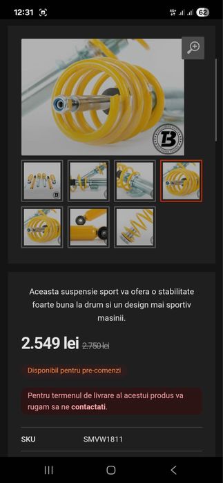 Suspensie sport reglabila VW Bucovina Tunning