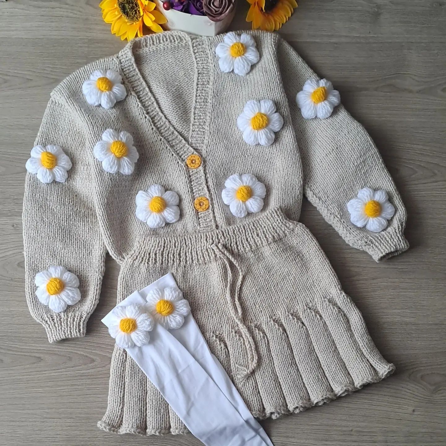Cardigan cu flori mamă-fica
