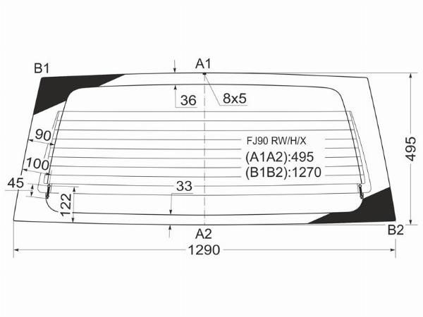 Стекло заднее с обогревом TOYOTA LAND CRUISER PRADO #J9# 3/5D 96-02 To