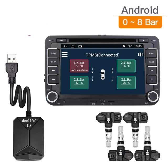 TPMS Датчик Сензор Монитор Наблюдение Налягането в Гумите Android USB