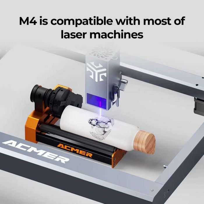 Sistem Rotativ ACMER M4 4-in-1 Gravare Pahare Cani Gravator Laser CNC
