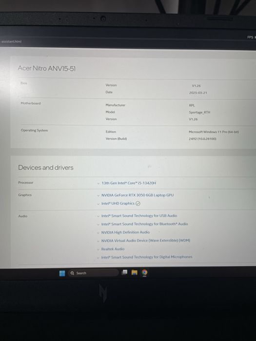 Laptop Acer Nitro v15