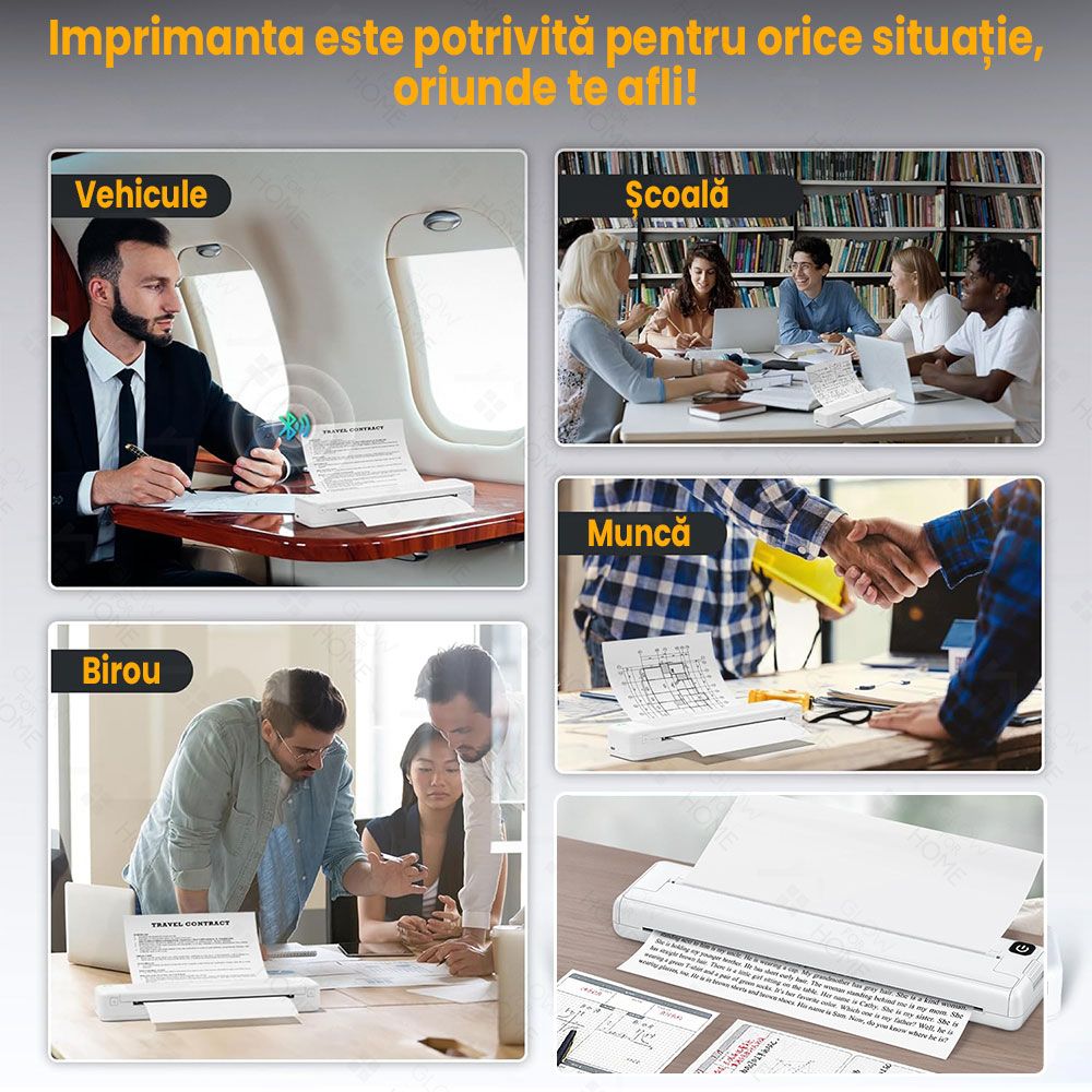 Imprimanta termica portabila A4, fara fir, cu aplicatie, Bluetooth