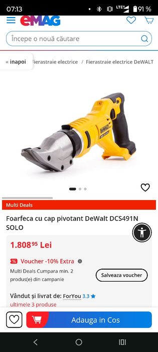 Foarfeca cap pivotant De Walt