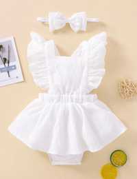 Бяла бебешка рокля smashcake