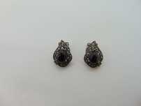 Cercei clips din argint cu marcasite si onix
