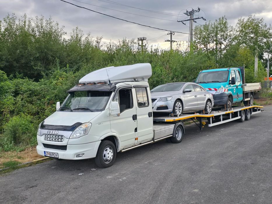 Iveco Daily MiniTir Mini Cap Tractor N1 3.5T cu 12T in ansamblu BE Trekker Platforma Auto Semiremorca Veldhuizen
