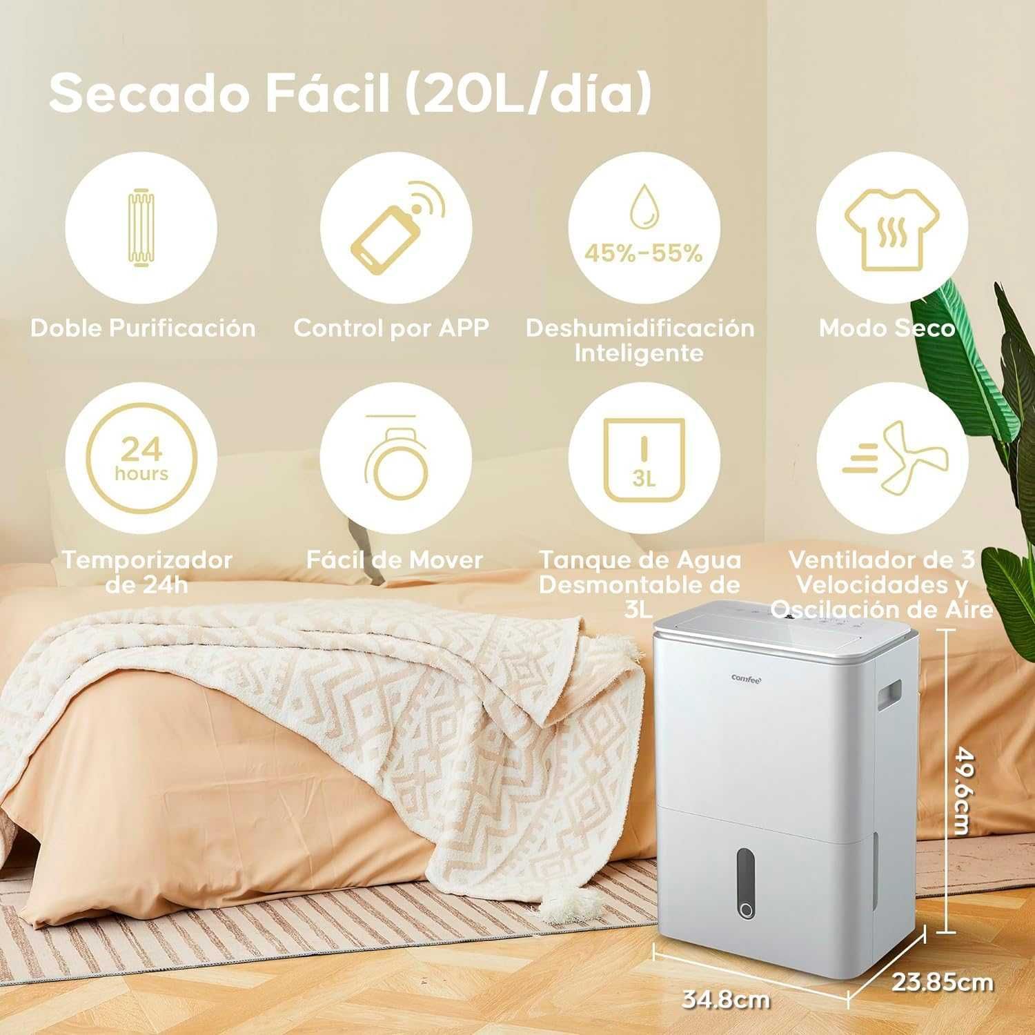 Влагоабсорбатор Comfee Easy Dry 20L/Day 40m2 домашен влагоуловител