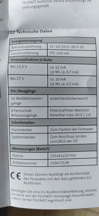 Telenot CXF16/8,nou la cutie