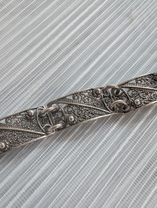 Bratara veche argint filigran 925 si brosa fundita, vintage '70-'80