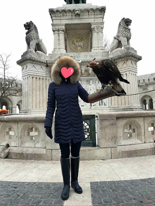 Зимно дълго яке с пух и яка от лисица