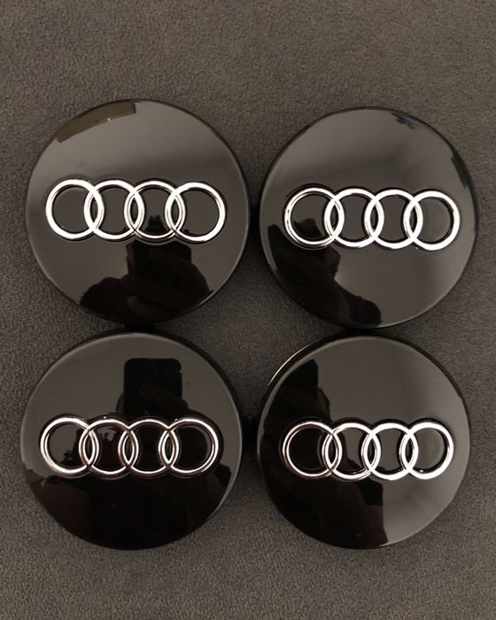 Set Capace roti jante negre aliaj AUDI 60mm A3 A4 B6 B7 A6 C6 C7 A8 TT