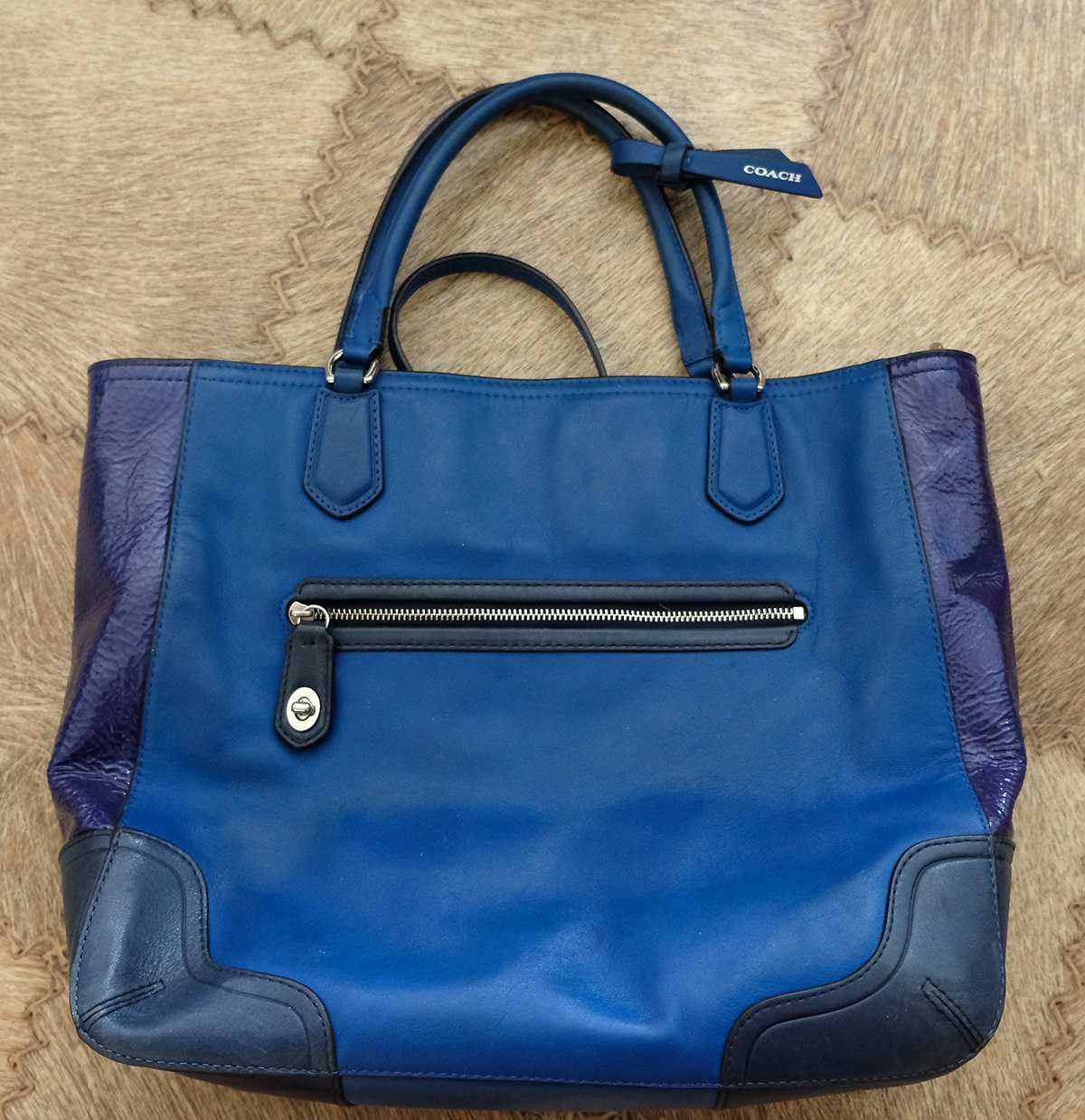 Сумка Coach Brilliant Blue Leather Large Tote Bag