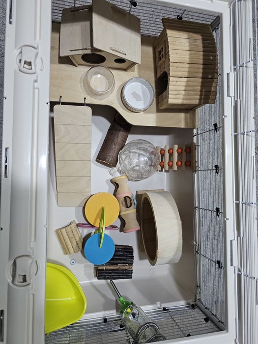 Cușcă Mare Rozătoare (77x47cm) - Echipată COMPLET