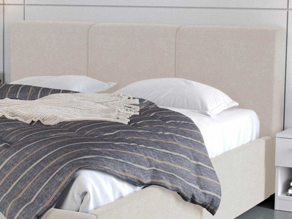 Pat Tapitat Avelis Crem cu somiera fixa - Transport Gratuit