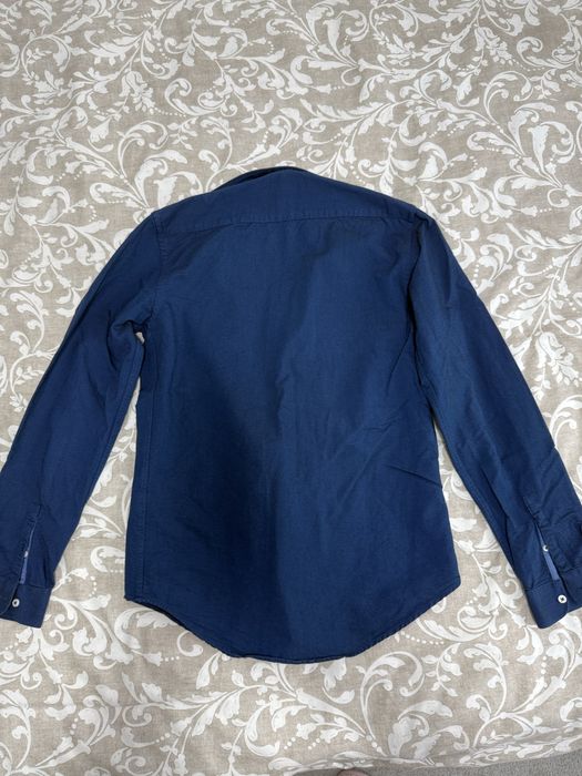 Camasa Zara Men, albastru inchis, marime S, slim fit, material gros,