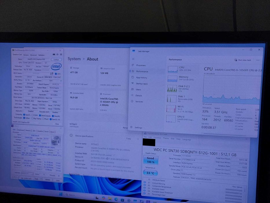 Lenovo ThinkCentre M70Q Gen 2 Tiny i5-10500T 16GB 512GB ssd M2