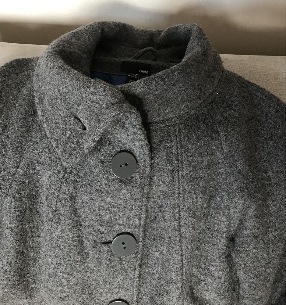 Дамско сиво зимно палто H&M - M