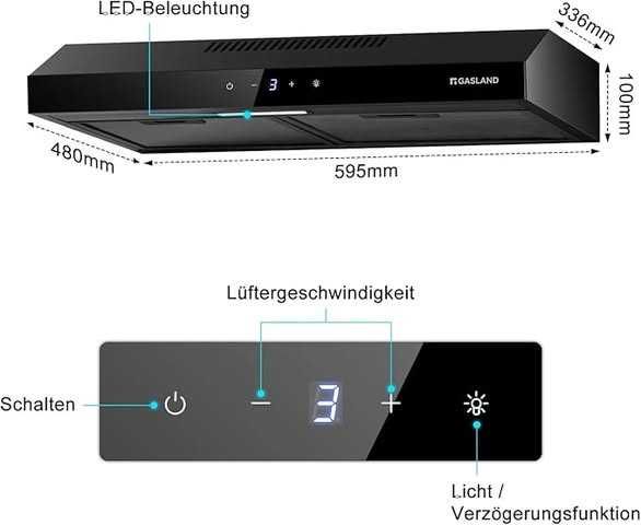 GASLAND Chef SR60BS 60cm 202 m³/hHota extractiva