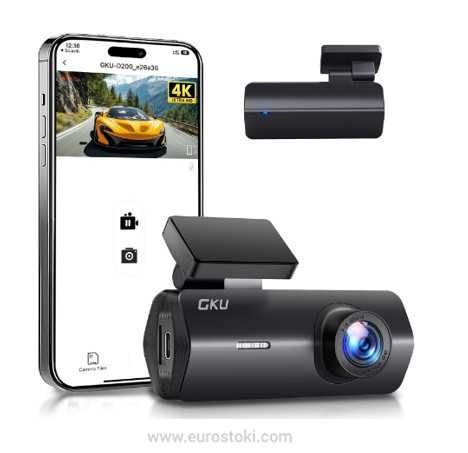 Видеорегистратор GKU D200 Dash Cam, 4K предна камера за кола