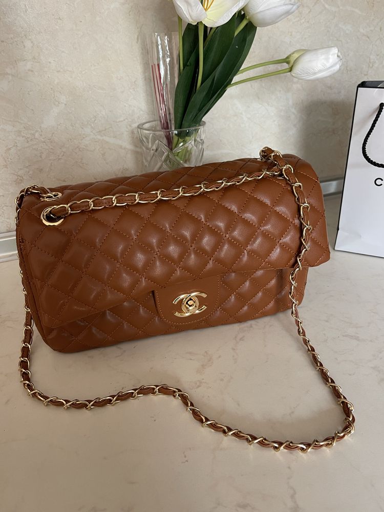 Дамска чанта Chanel CC Classic large кафяв