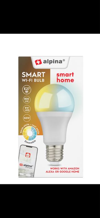 Bec Smart Wi-Fi Alpina E27, 9W LED, compatibil Alexa / Google Home