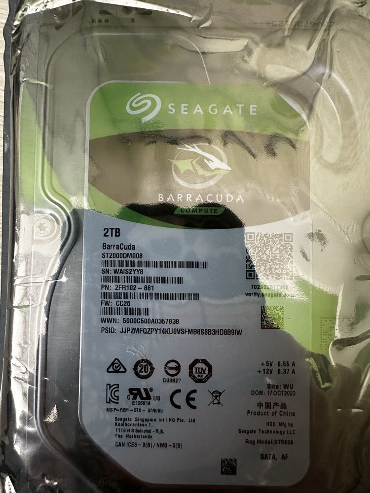 Новый жёсткий диск HDD 2000 Gb Seagate Barracuda