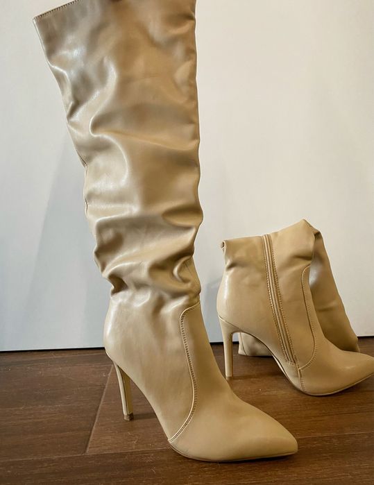 Дамски ботуши с тънък ток