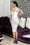 Rochie set top si fusta cu broderie alb ocazie marime M/L atmosphere
