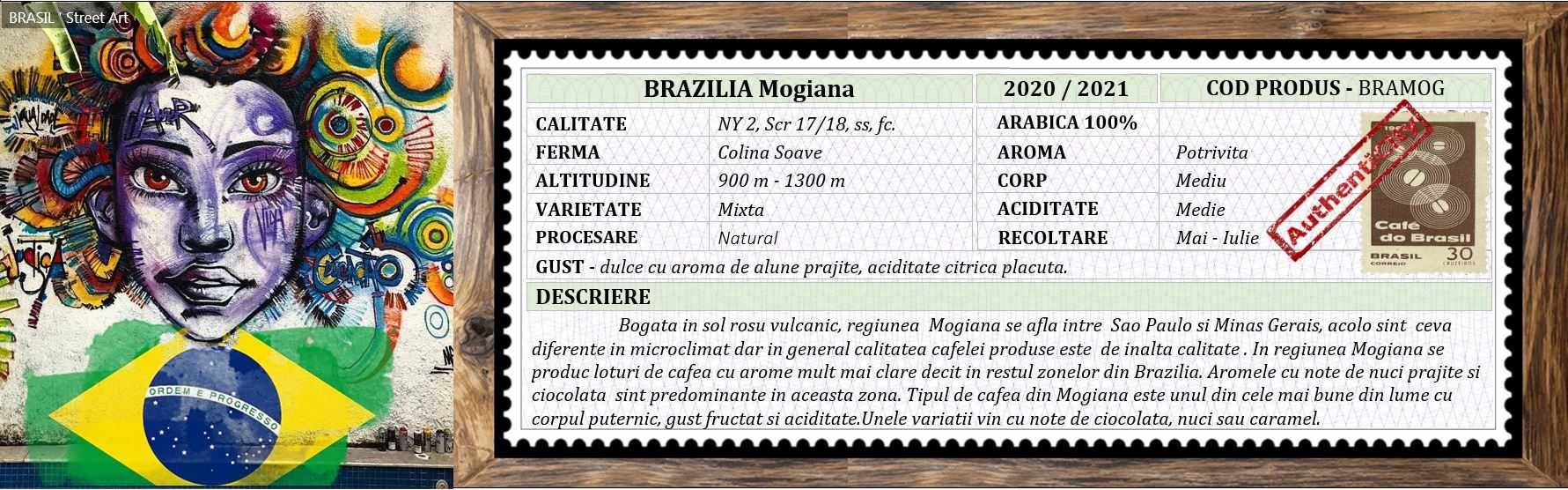 Cafea Verde BRAZILIA Mogiana 2022, Arabica 100%