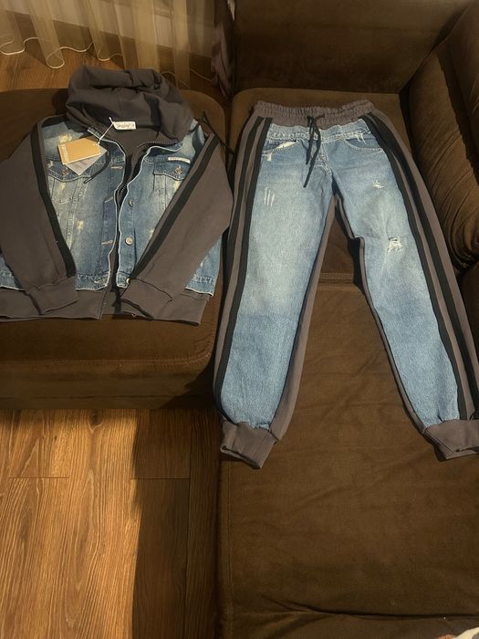 Дамски екип трика с деним - нов с етикета