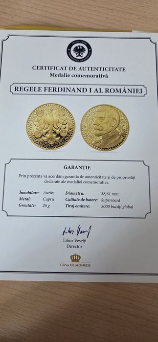 2 monede Regele Ferdinand I si Regina Maria