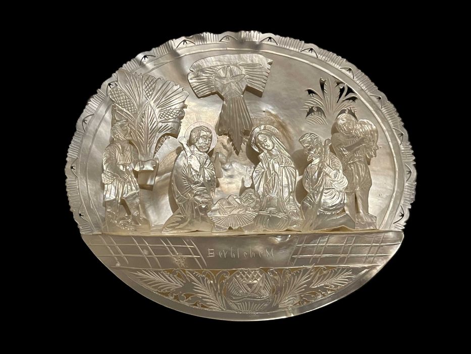 icoana tablou sculptura diorama placheta sidef art bieder rococo