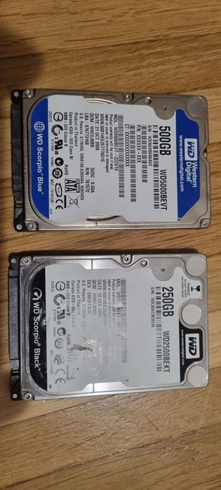 Hard disk laptop, WD 500GB, 250GB (garanție 12 luni).