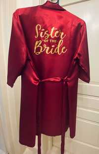 Halate satin cu textul ,,Sister of the Bride"/ ,,Mother of the Bride"