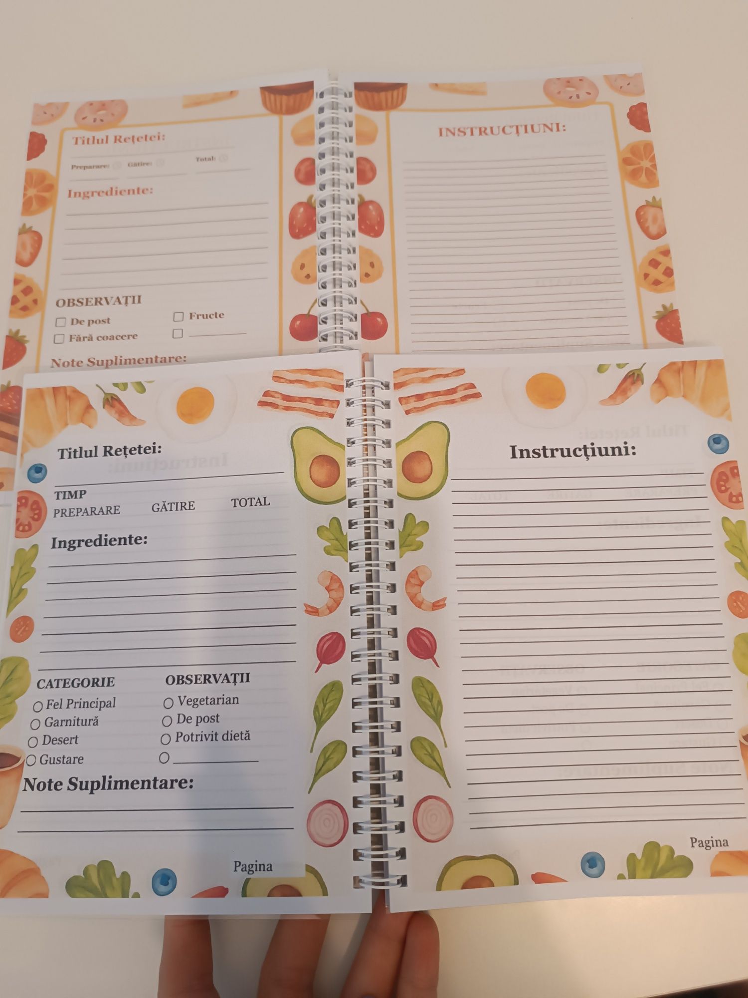 Agenda caiet de retete + prajituri, 2 bucati, cu spirala
