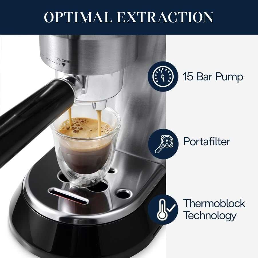 DeLonghi Dedica Style EC 695.W Кафемашина, Полуавтоматична 1.1л, хром