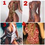 Costum baie C13 intreg animal print leopard bretele Push Up Reglabil