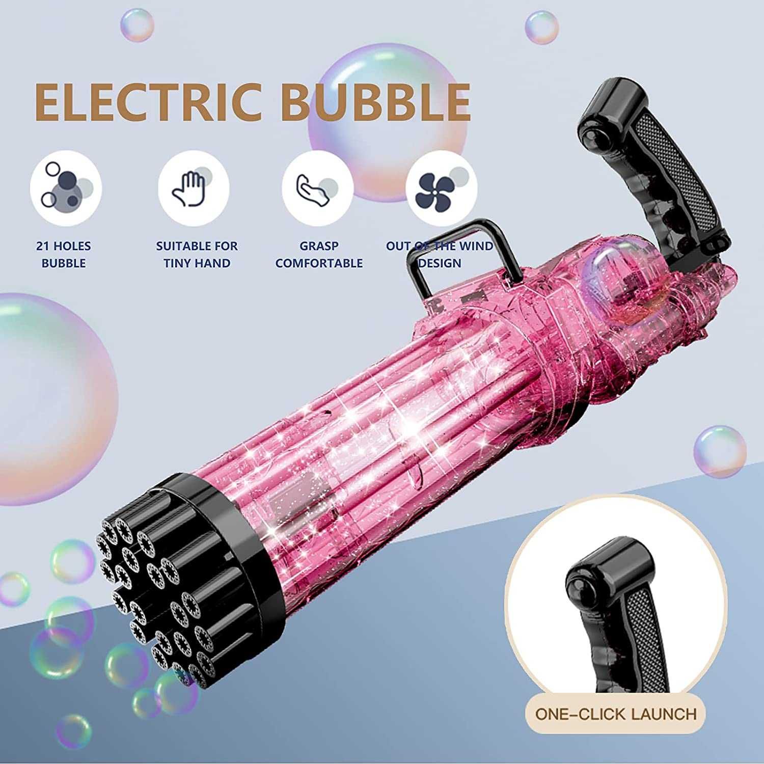 BubbleGun LED Машина за светещи сапунени балони мехури 21 дула автомат