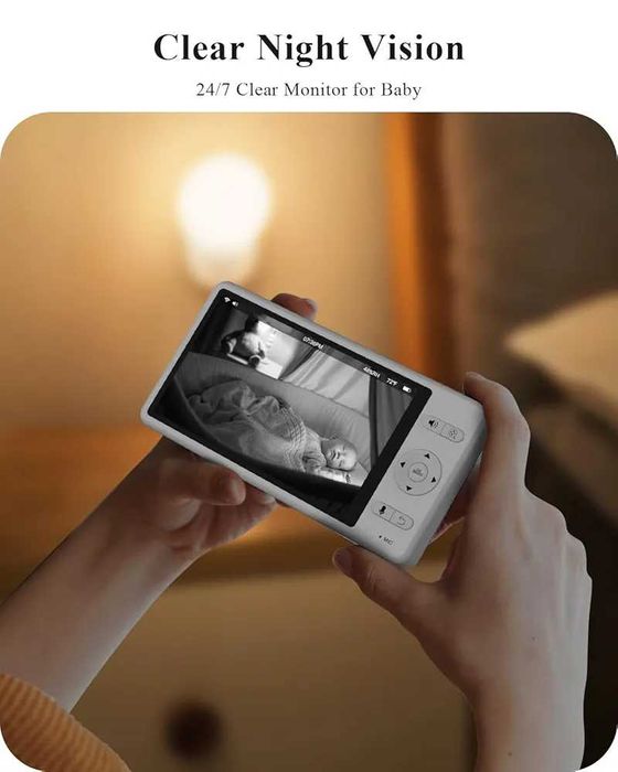 Чисто нов бебефон WUUK, 5.5'' с 360° PTZ цветен дисплей 2К резолюция..