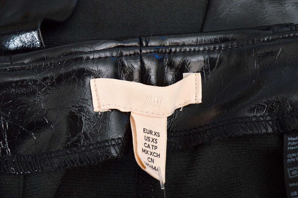 Дълга черна кожена пола тип "молив" с висока талия на "H&M", размер XS