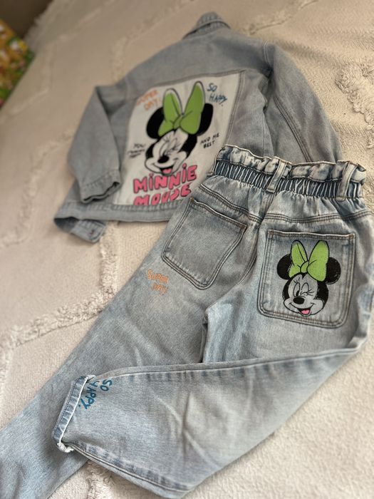Дънков комплект на Zara Minnie Mouse за момиче 116 5-6г