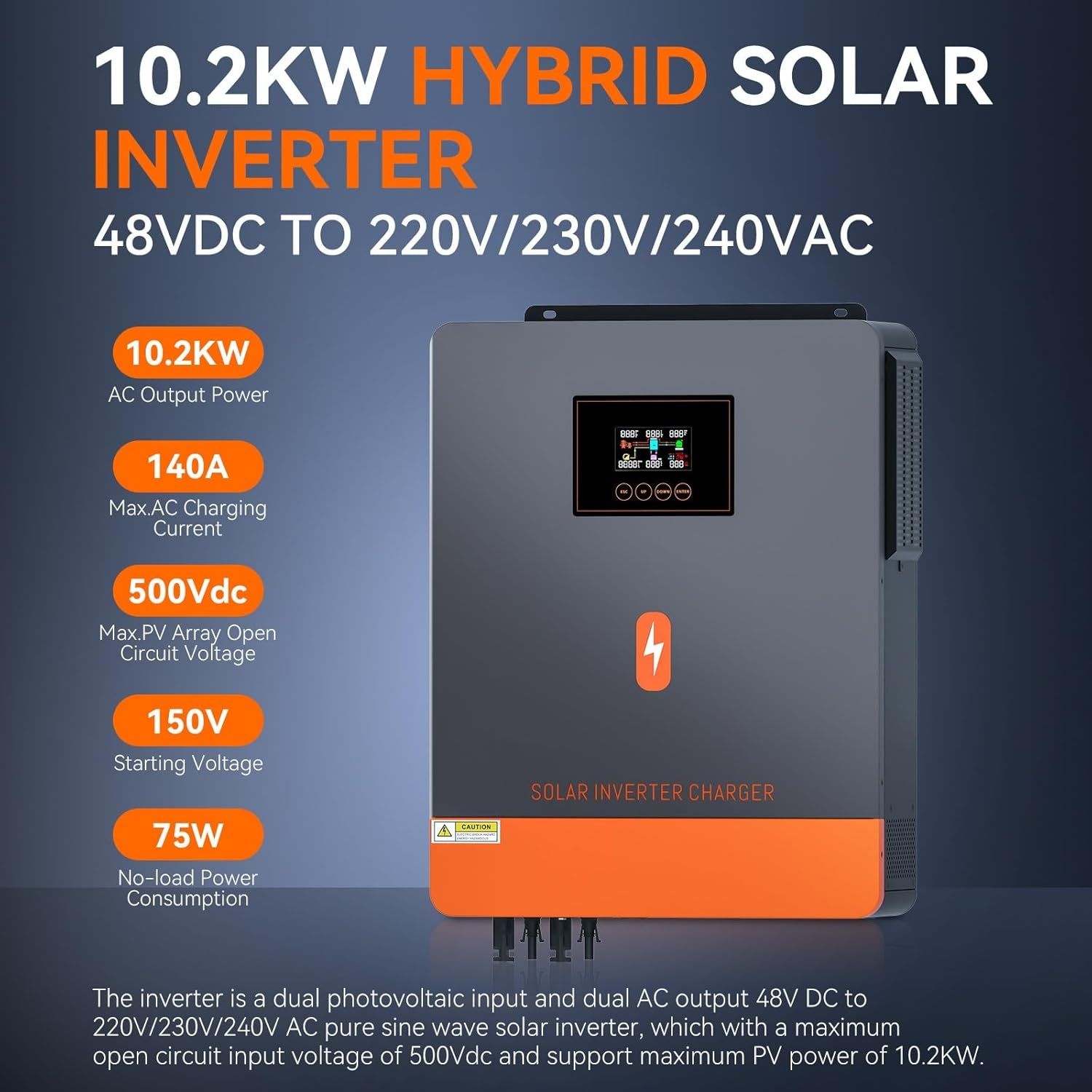 Хибриден соларен инвертор PowMr 10.2 KW с WiFi