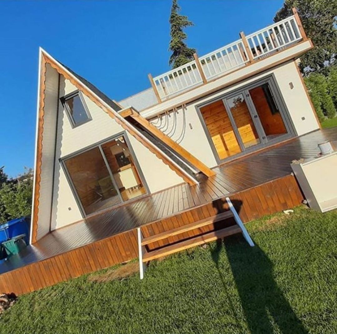 Cabane stil A Frame si case din structura de lemn