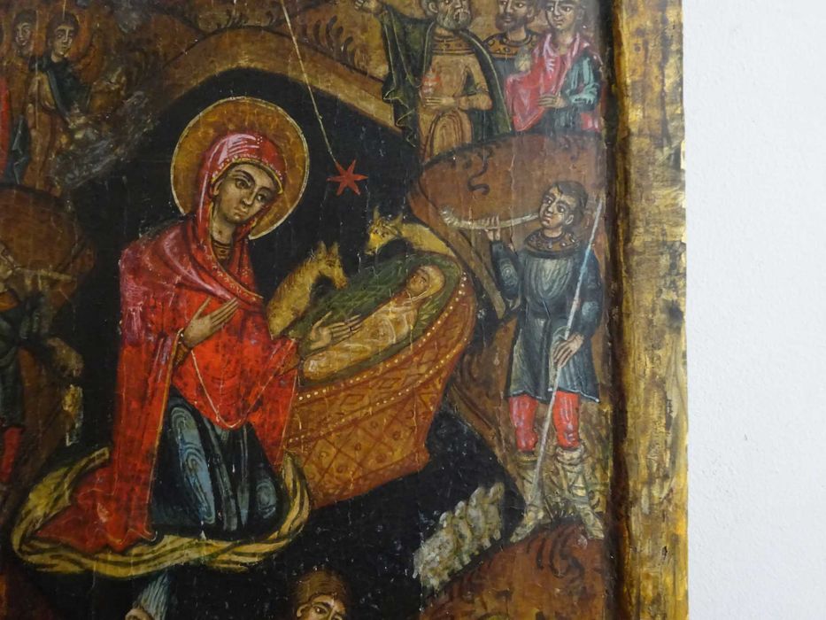 Icoana ‘Nasterea Domnului’, pe lemn, Veche si RARA