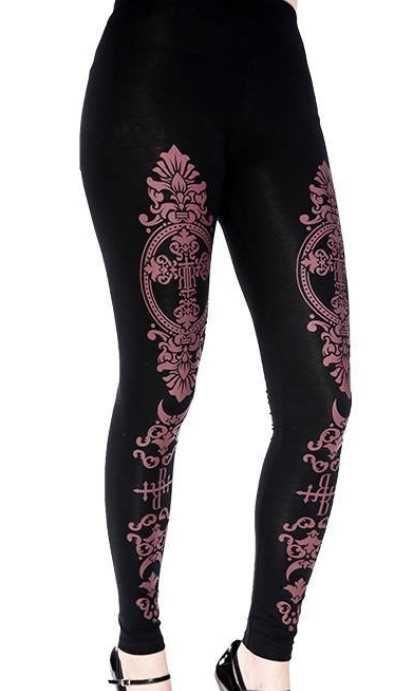 Colanti negri cu print goth/baroque burgundy Monogram Restyle, mas S