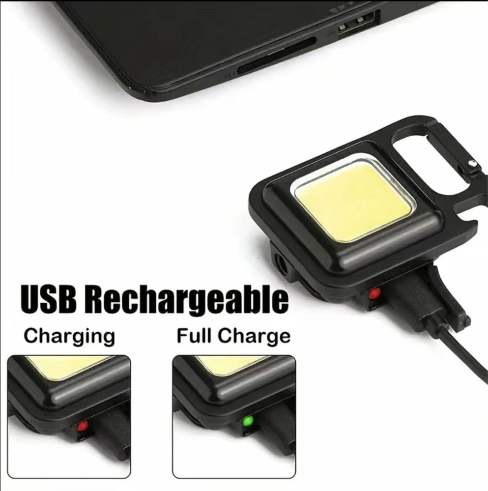 Мултитул 4в1 LED фенер ключодържател отварачка силен магнит USB