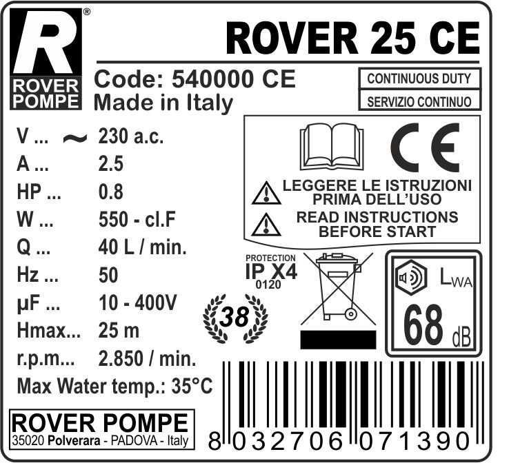 Pompa transvazare din bronz ROVER 20, 25 si 30, respectiv din inox