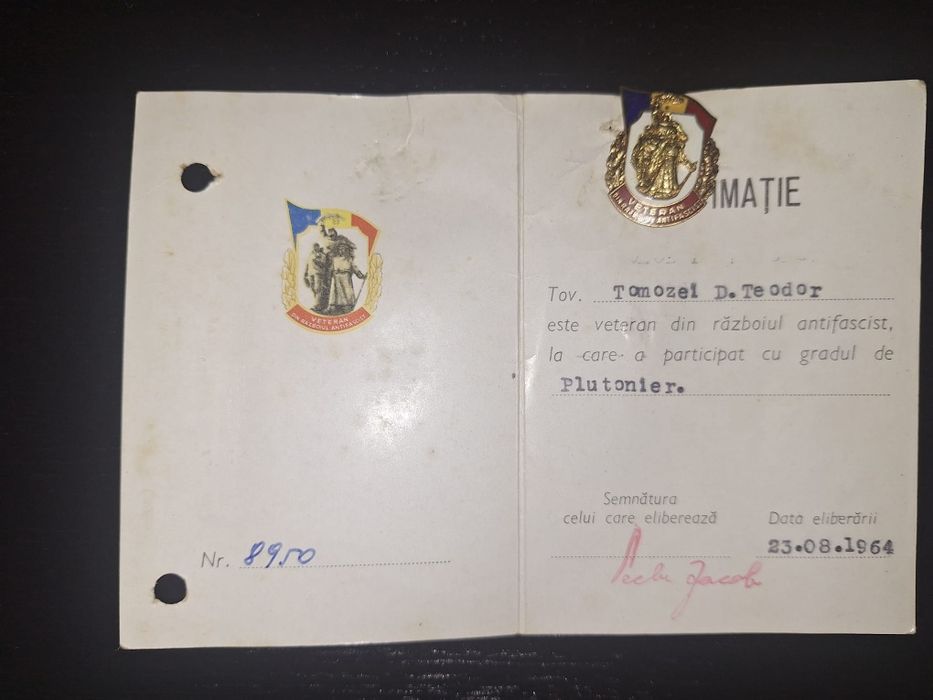 Legitimatie 1964 veteran de razboi