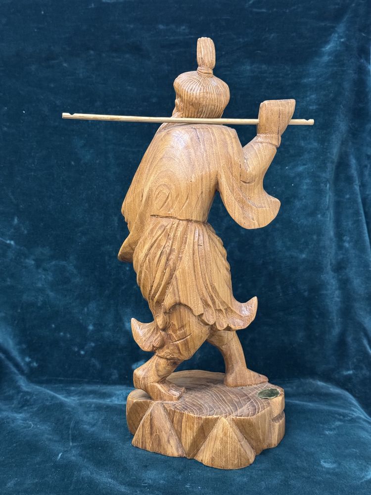 Statueta pescar Asia. Sculptura lemn de teck (teak). Thailanda.